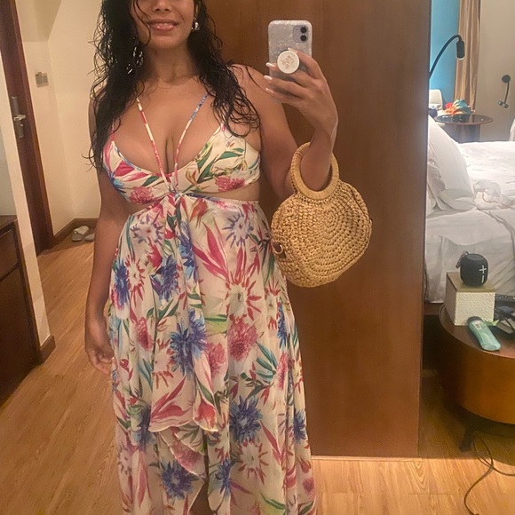 Luxxel Floral Printed High Low Cut Out Sundress - Picture 9 of 9